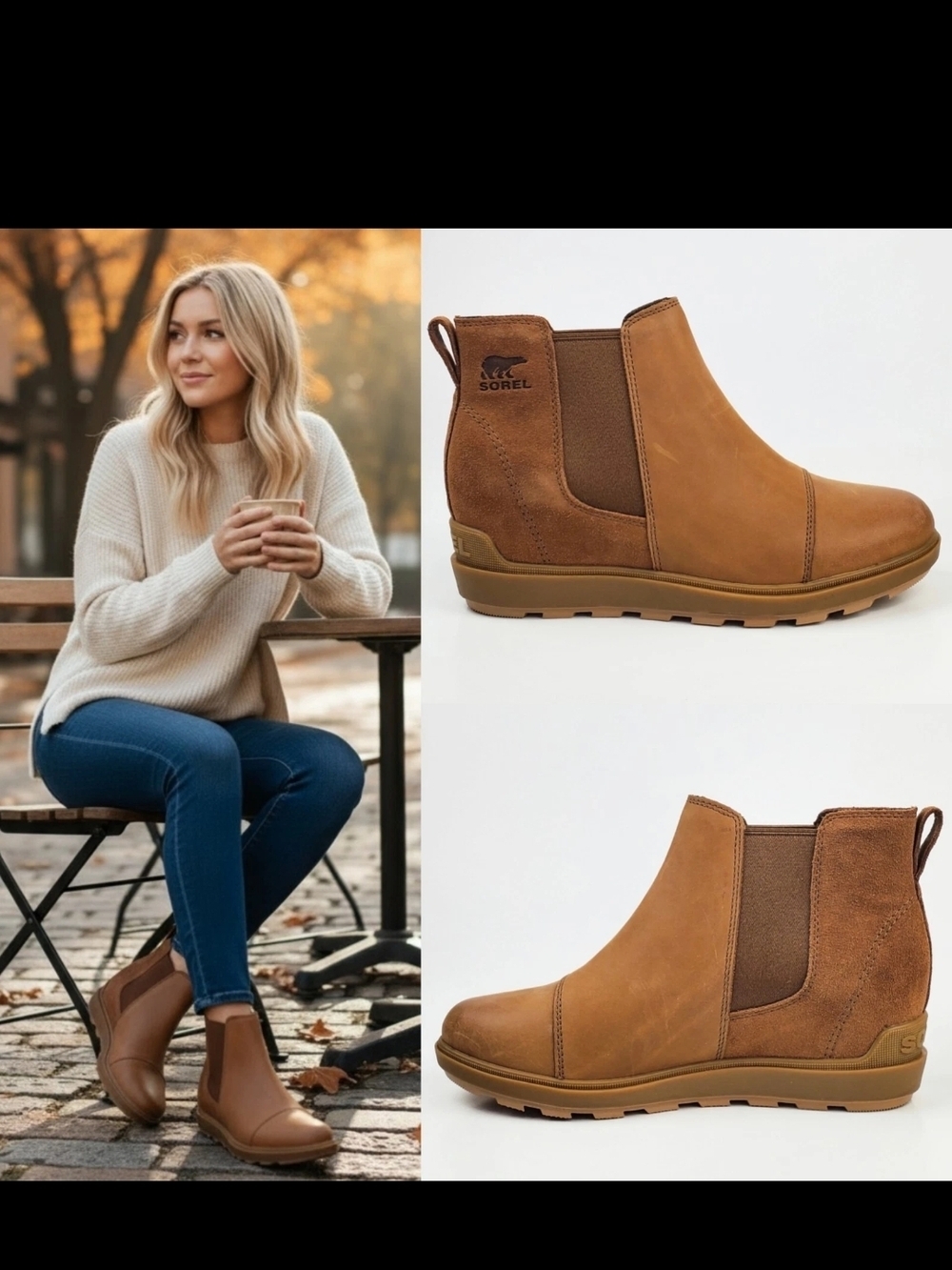Sorel Tan Evie II Chelsea Ankle Boots for Women - Slip-On Casual Booties_7